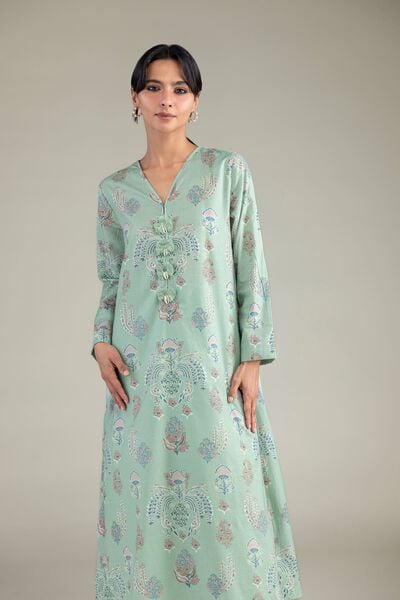 Cambric | Mint V-Neck Kurta | AED 150.00