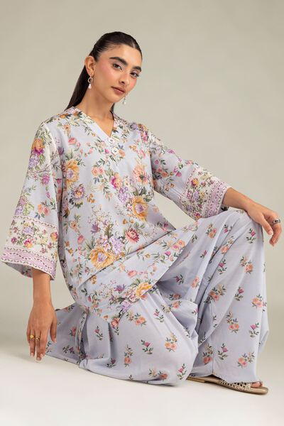 Printed | Raw Silk | Short Floral Kurta | AED 180.00
