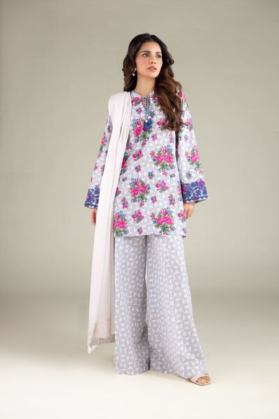 Embroidered | Textured Cotton | Geometric Wide Pants | AED 80.00
