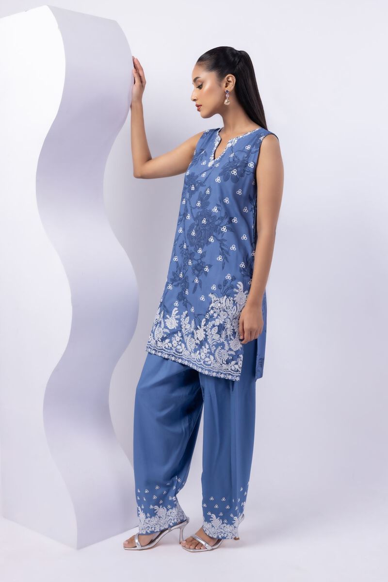 Embroidered | Crosshatch Raw Silk | Pants | null