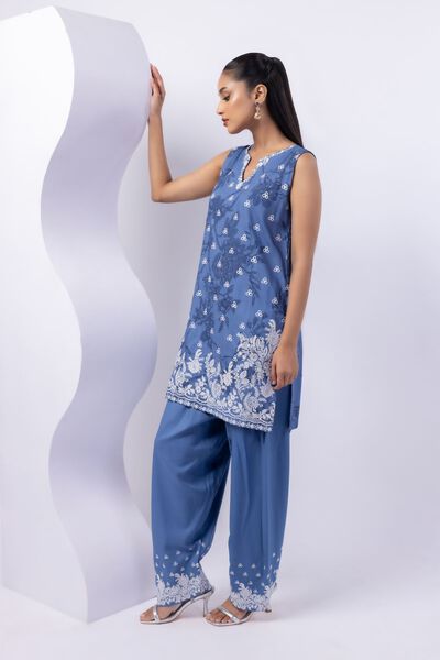 Embroidered | Crosshatch Raw Silk | Pants | AED 36.00