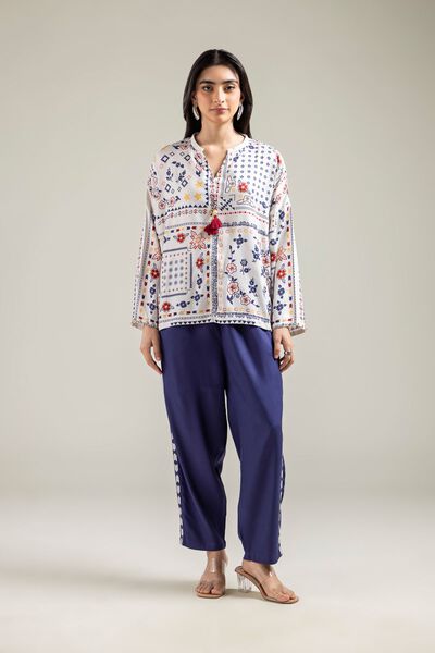 Embroidered | Viscose Crepe | Trousers | AED 50.00
