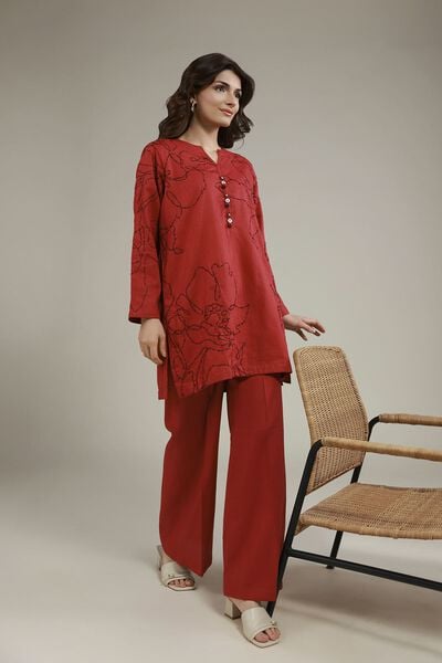 Dyed | Heavy Textured Cotton | Relaxed Solid Pants | AED 60.00