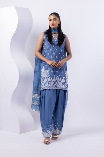 Embroidered | Crosshatch Raw Silk | Pants | AED 36.00