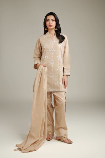 Embroidered | Cambric | Beige Cambric Shalwar | AED 100.00