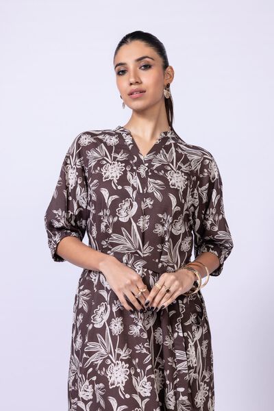 Printed | Dull Raw Silk | Maxi Dress | AED 42.00