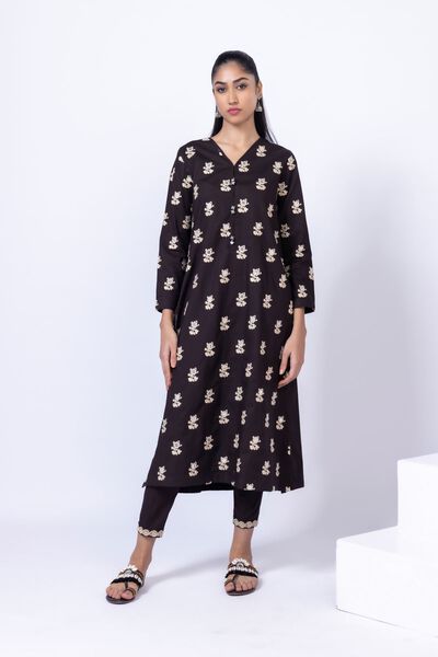 Embroidered | Crosshatch Poplin | Pants | AED 40.00