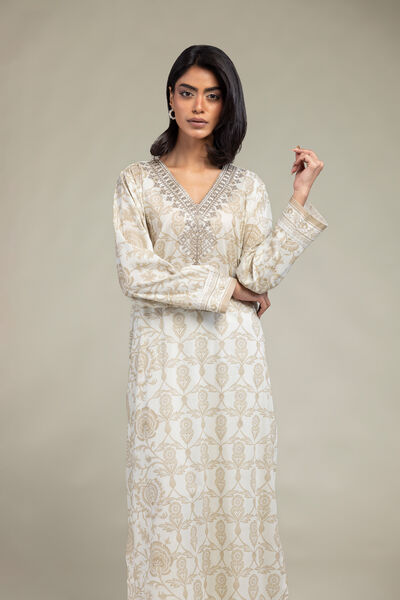 Embroidered | Cambric | Floral Longline Kurta | AED 150.00