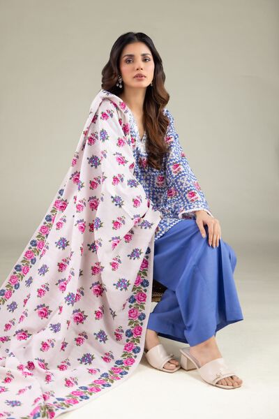 Embroidered | Textured Cotton | Summer Floral Dupatta | AED 80.00