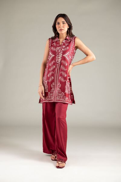 Printed | Viscose | Relaxed Solid Pants | AED 130.00