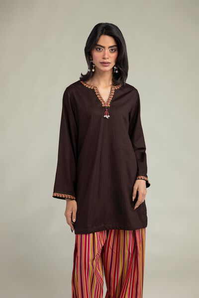 Embroidered | Cotton Dobby | V-Neck Cotton Kurta | AED 150.00