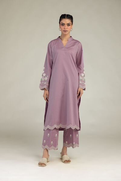 Embroidered | Cotton Dobby | Floral Cotton Pants | AED 150.00