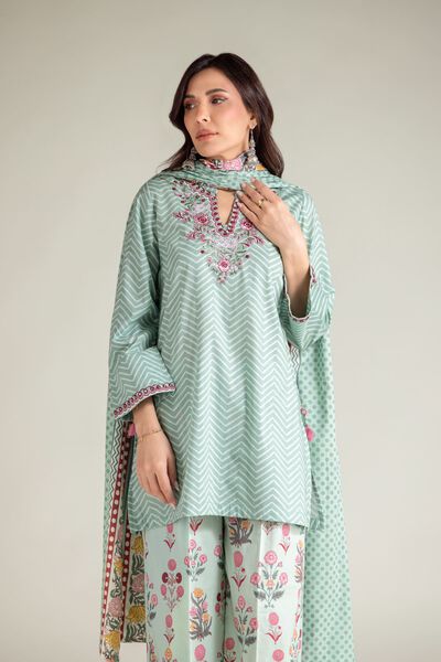 Embroidered | Cambric | Mint Cambric Kurta | AED 130.00
