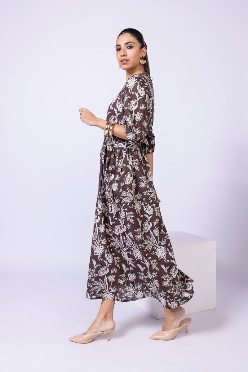 Printed | Dull Raw Silk | Maxi Dress | AED 42.00
