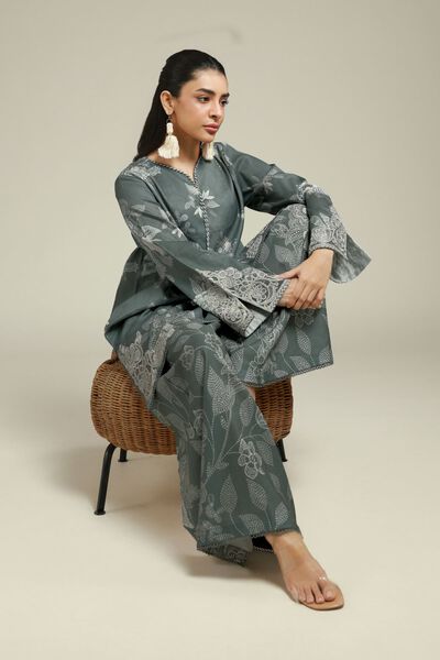 Embroidered | Satin | 2-Piece Tailored Set | AED 230.00