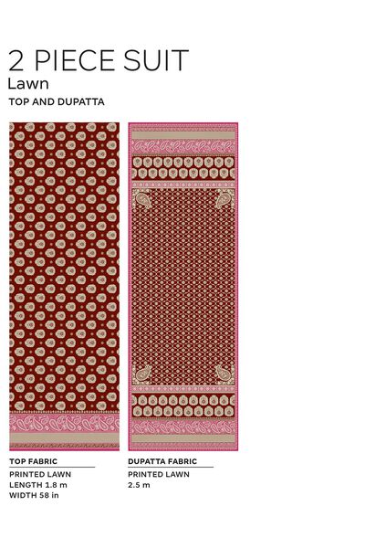 Fabrics 2 Piece | Top Dupatta, RED, hi-res
