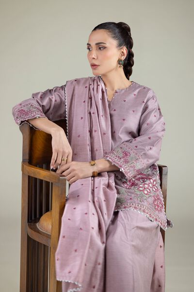 Embroidered | Raw Silk | Floral Threadwork Kurta | AED 125.00