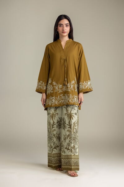 Embroidered | Cambric | Cambric Floral Pants | AED 130.00