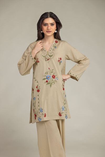 Embroidered | Cotton Dobby | Cotton V-Neck Kurta | AED 180.00