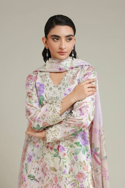 Printed | Satin | Fabrics 3 Piece | AED 200.00