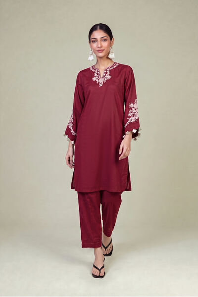 Embroidered | Cambric | Solid Cambric Pants | AED 130.00