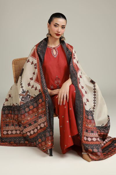 Embroidered | Polyester Silk | Printed Silk Dupatta | AED 65.00