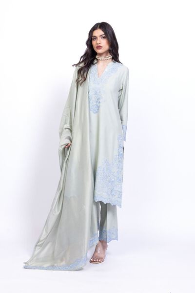 Embroidered | Raw Silk | Pants | AED 92.00