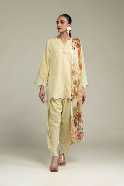 Embroidered | Raw Silk | Yellow Silk Shalwar | AED 100.00