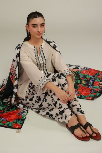 Embroidered | Cotton Dobby | White Embroidered Kurta | AED 45.00