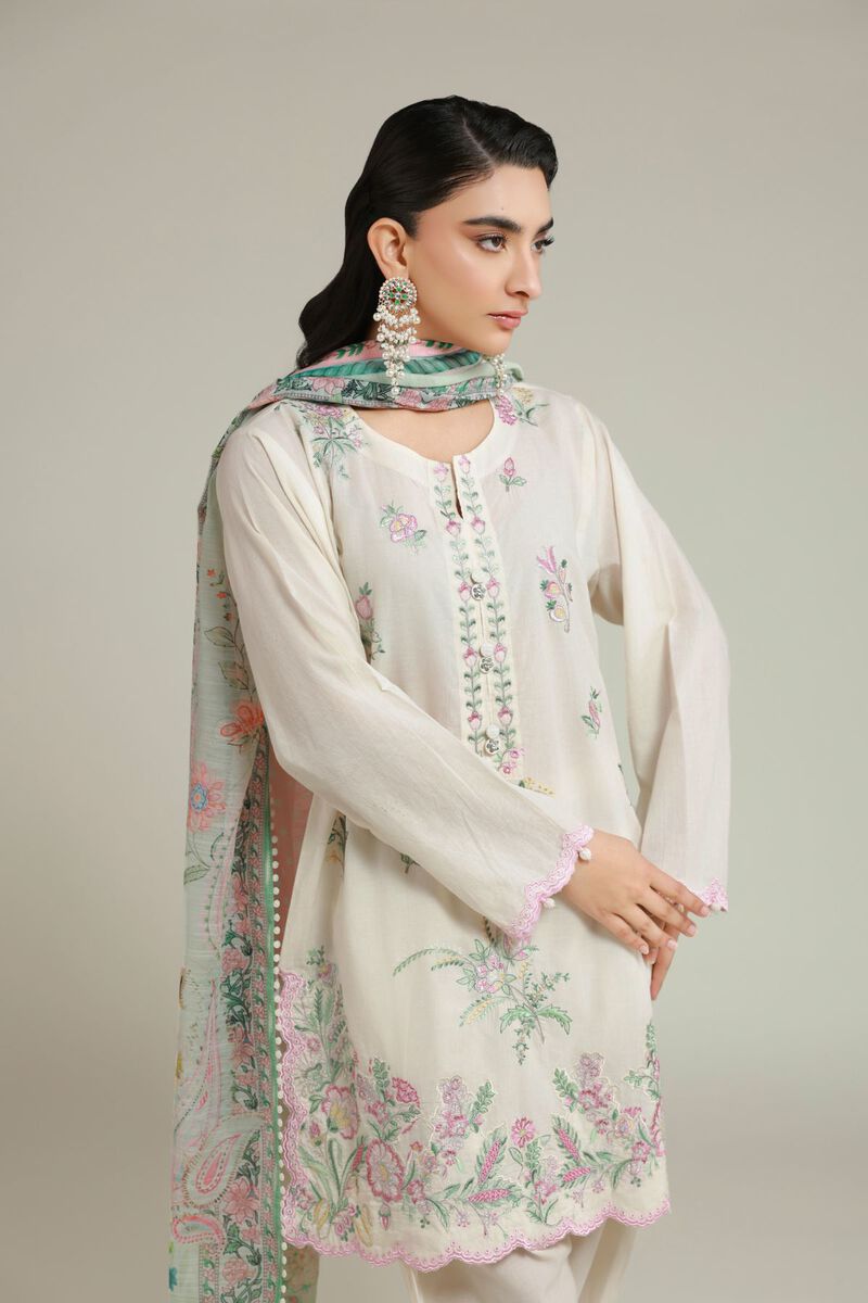 Embroidered | Cambric | Fabrics 3 Piece | null