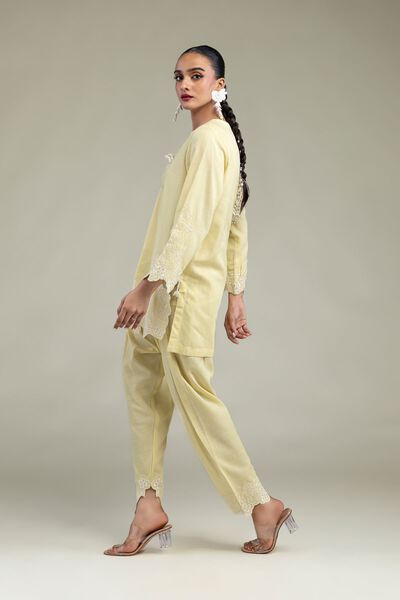 Embroidered | Raw Silk | Yellow Silk Shalwar | AED 100.00