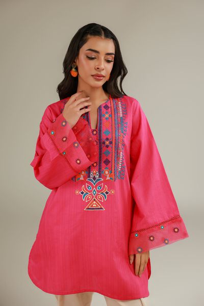 Embroidered | Cotton Dobby | Cotton V-Neck Kurta | AED 150.00