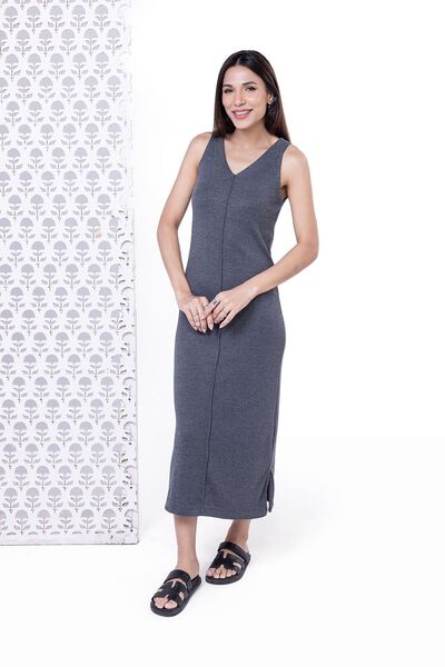 Dyed | Variegated Rib | Maxi Dress | AED 30.00