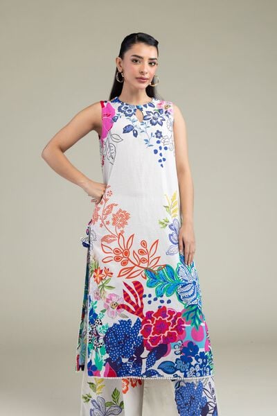 Printed | Cotton Dobby | Floral Sleeveless Kurta | AED 150.00