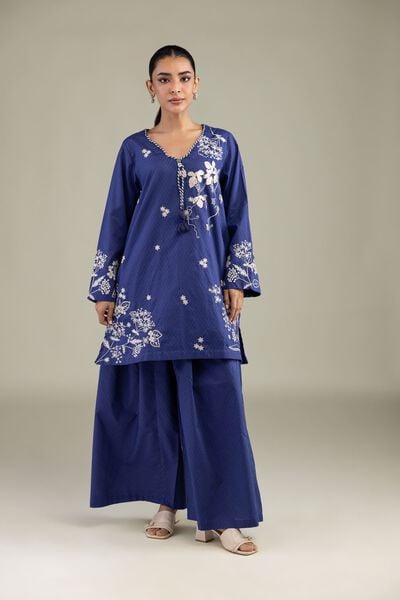 Embroidered | Cotton Dobby | Solid Navy Pants | AED 80.00
