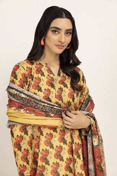 Fabrics 2 Piece | Top Dupatta, MUSTARD, hi-res