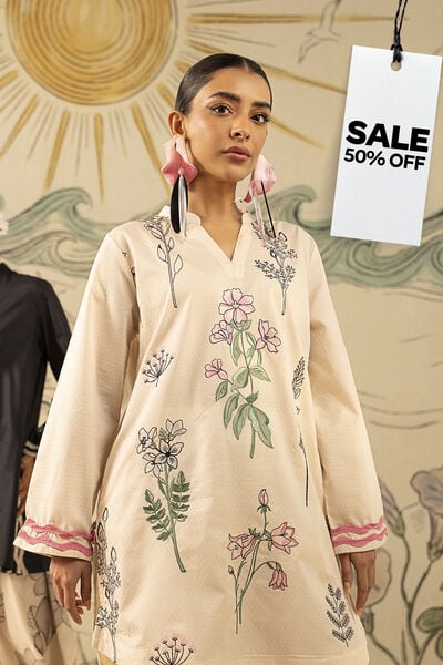 Embroidered | Cotton Dobby | Floral Cotton Kurta | AED 75.00
