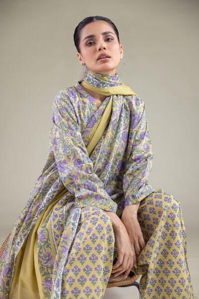 Printed | Cambric | Floral Band-Collar Kurta | AED 100.00