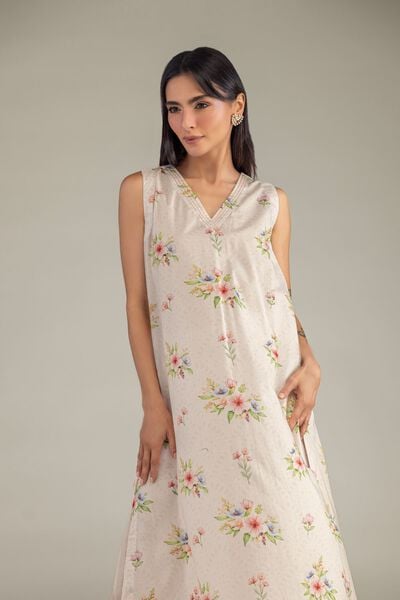 Printed | Cambric | Sleeveless Cambric Kurta | AED 150.00