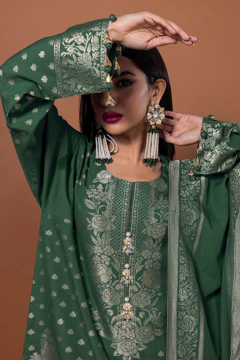 Dyed | Composed Polyester Brosha Jacquard | Fabrics 3 Piece | null