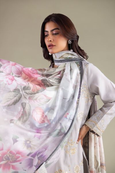 Embroidered | Polyester Silk | Floral Draped Dupatta | AED 65.00