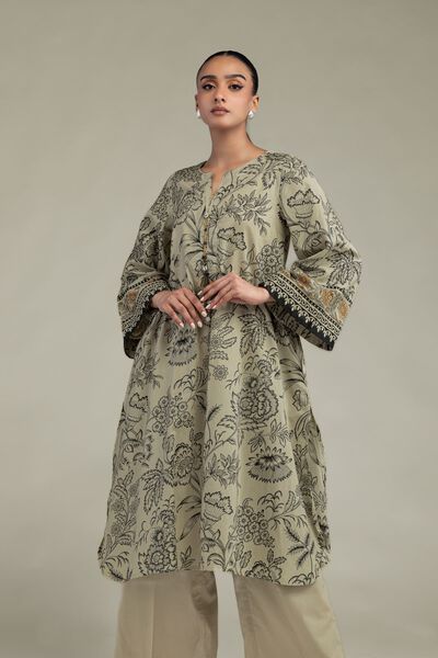 Printed | Cambric | Cambric Longline Kurta | AED 150.00