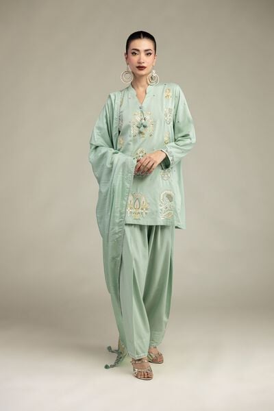 Embroidered | Raw Silk | Floral Embroidered Kurta | AED 60.00
