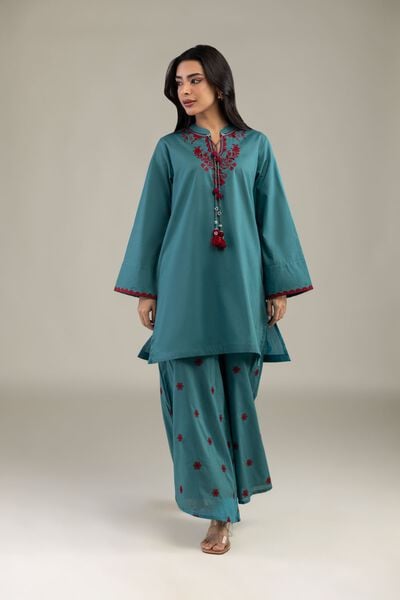 Embroidered | Cambric | Floral Cambric Pants | AED 100.00