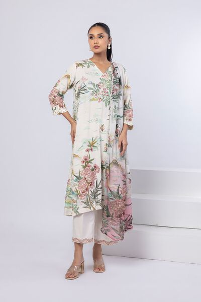 Embroidered | Dull Raw Silk | Pants | AED 72.00