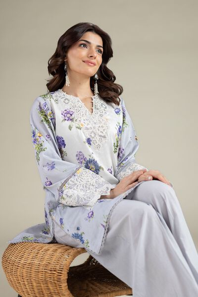 Embroidered | Satin | Tailored 2 Piece | Top and Bottom | AED 230.00