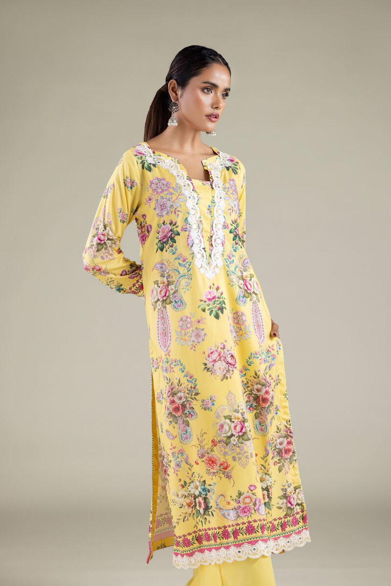 Embroidered | Viscose | Paisley Longline Kurta | AED 90.00