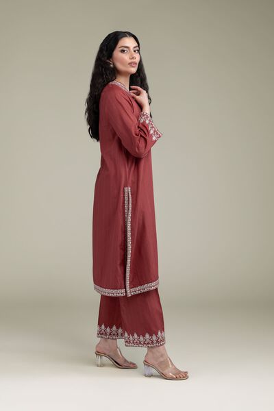 Embroidered | Cotton Dobby | Cotton Dobby Pants | AED 150.00