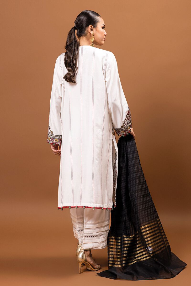 Embroidered | Dull Raw Silk | Fabrics 3 Piece | null
