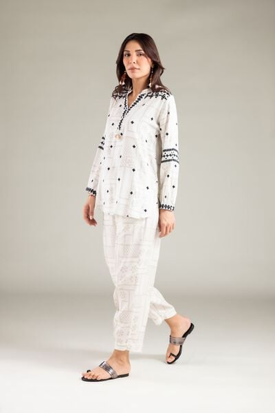 Embroidered | Viscose Crepe | Trousers | AED 60.00